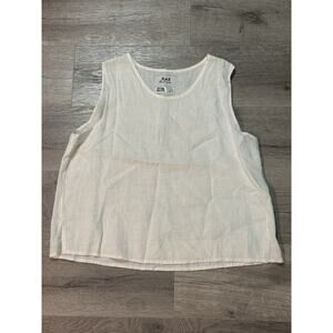 Flax Women’s Size Medium 100% Linen Tank Top White Boho Beach Light Sleeveless